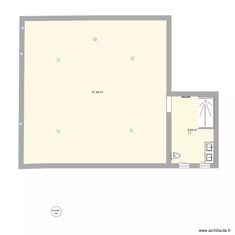 Maison &eacute;tage. Plan de 2 Pièces et 71 m²