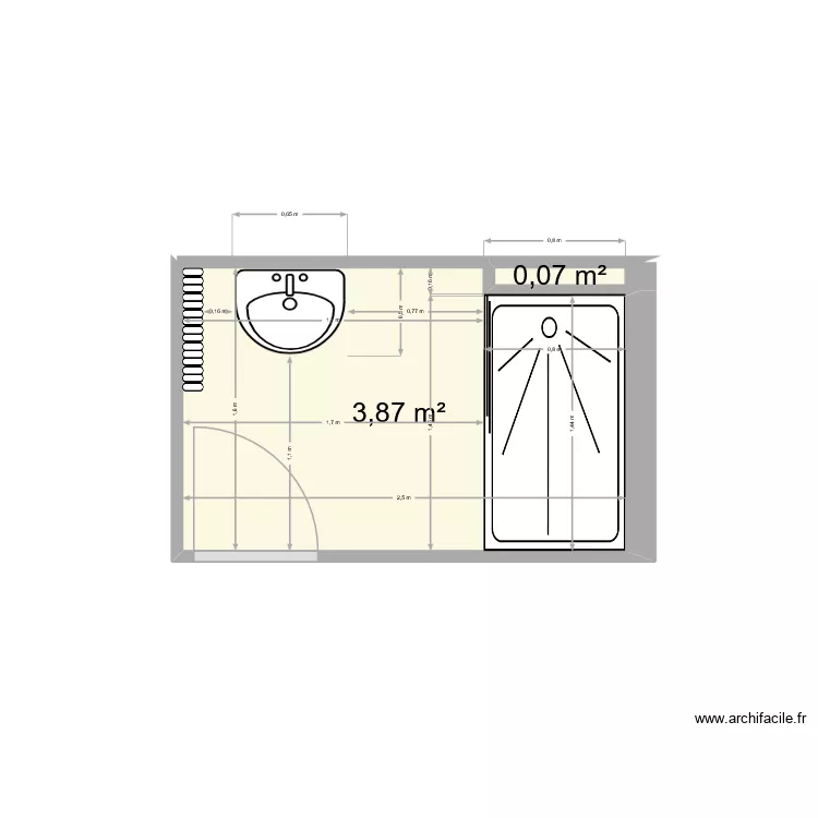 Salle de bain new. Plan de 2  et 4 m²