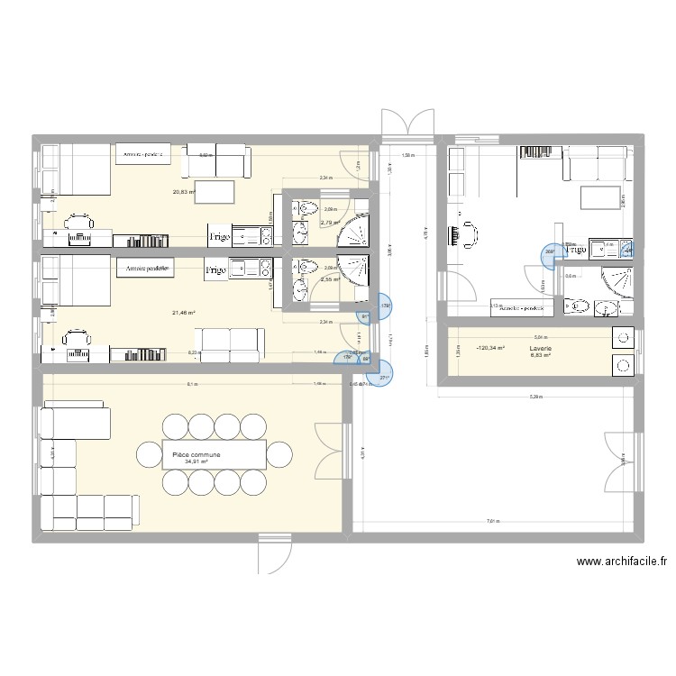 résidence projet ccf 1. Plan de 7 pièces et 150 m2