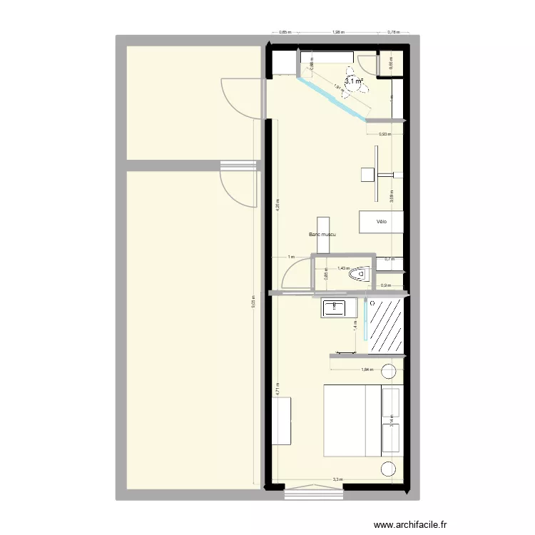 Plan T&S Leroux final. Plan de 4  et 13 m²