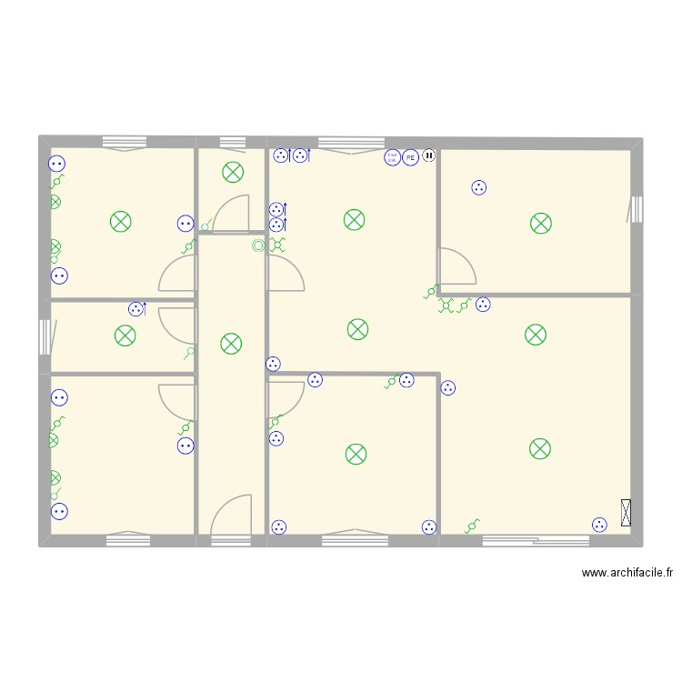 MOQUET. Plan de 7 pièces et 109 m2