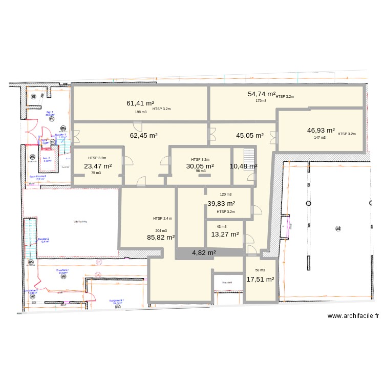 Archive. Plan de 13 pièces et 496 m2