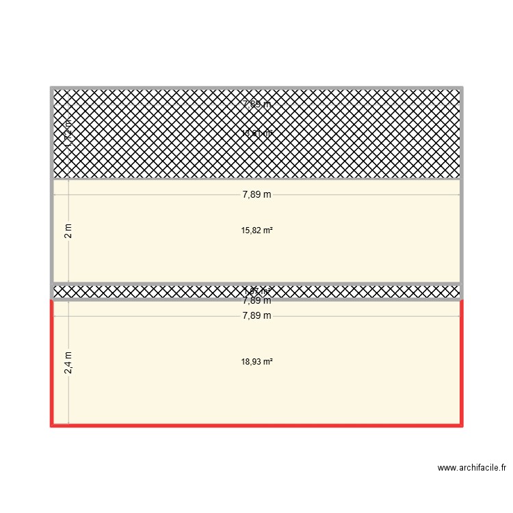 PLAN DE COUPE FACE ARRIERE APRES. Plan de 4 pièces et 50 m2