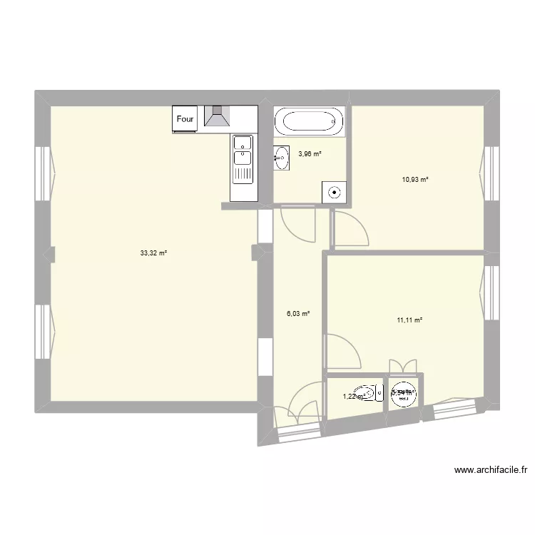 BECARD existant. Plan de 7  et 67 m²
