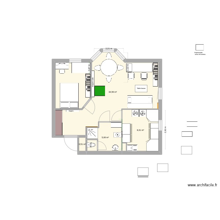 Haie Vignée 7. Plan de 4 pièces et 48 m2