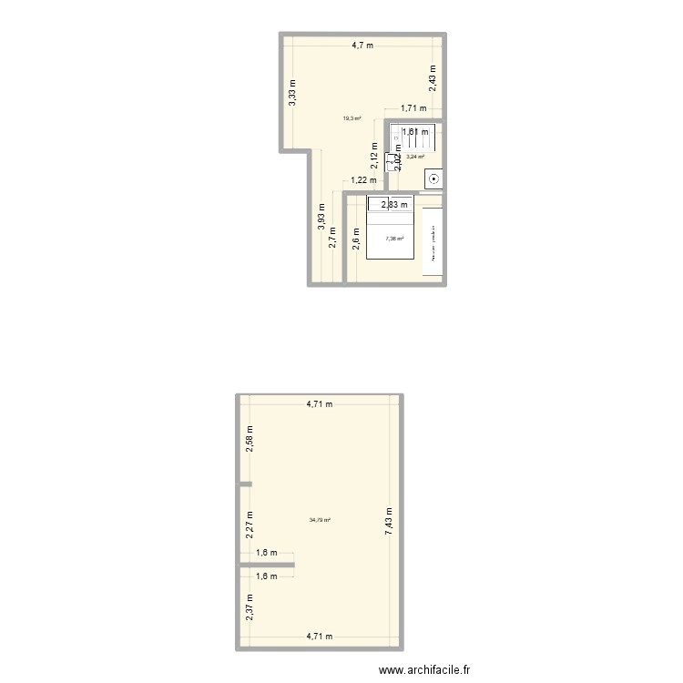 clos fanny. Plan de 4 pièces et 65 m2