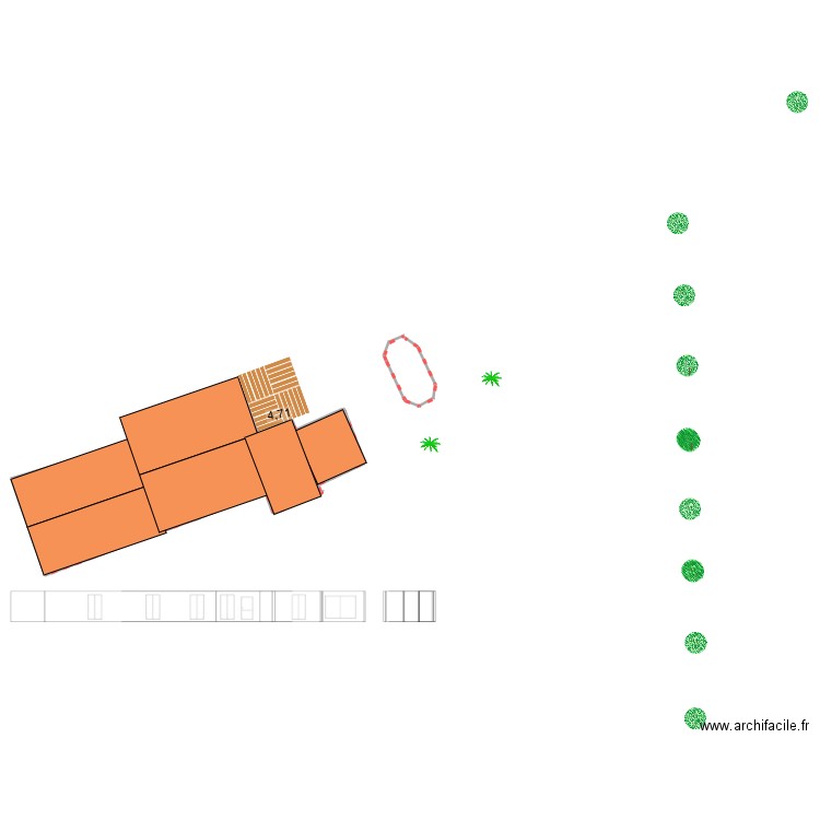 plan 3 d piscine. Plan de 1 pièce et 223 m2