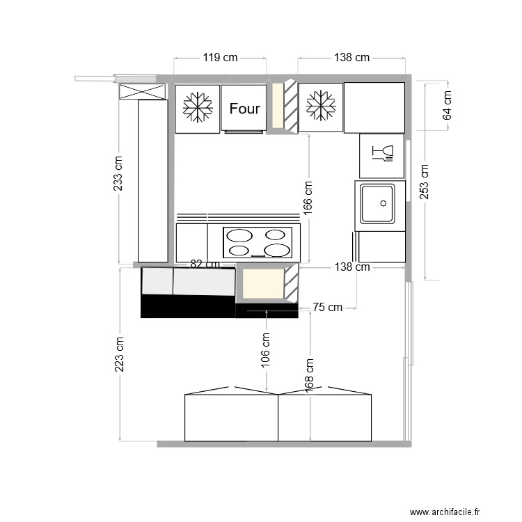 Cuisine V2. Plan de 0 pièce et 0 m2