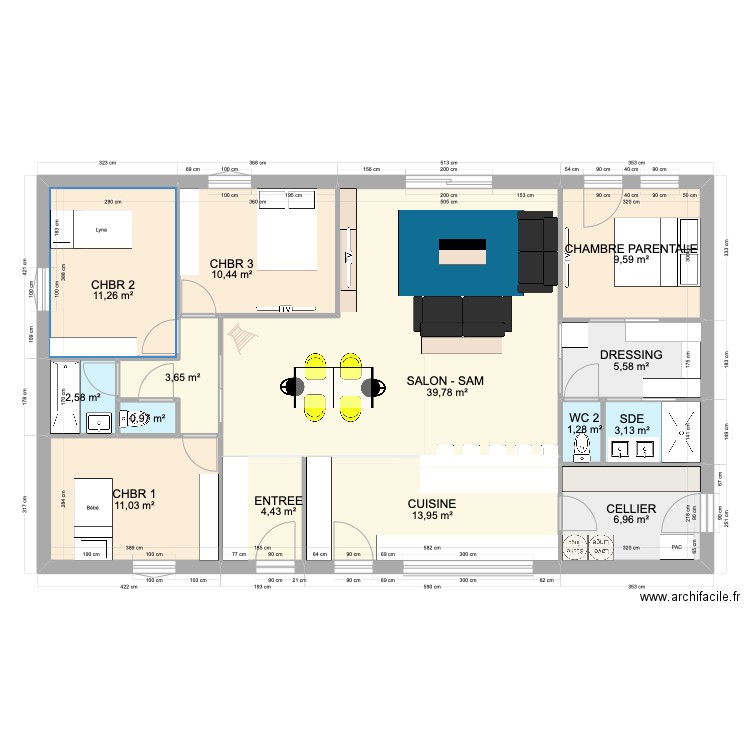 LA BOISSIERE - PLAN 8. Plan de 14 pièces et 125 m2