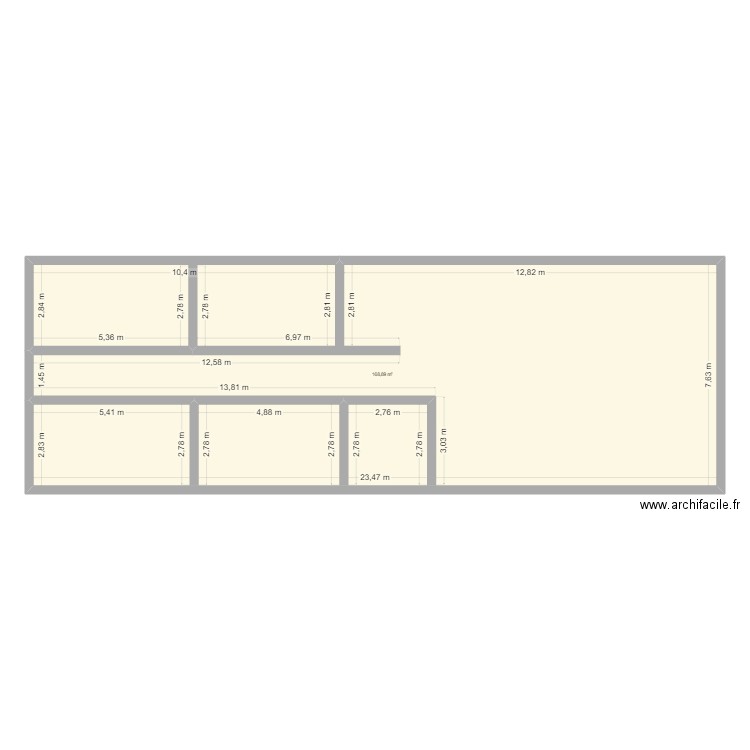 MOC. Plan de 1 pièce et 169 m2