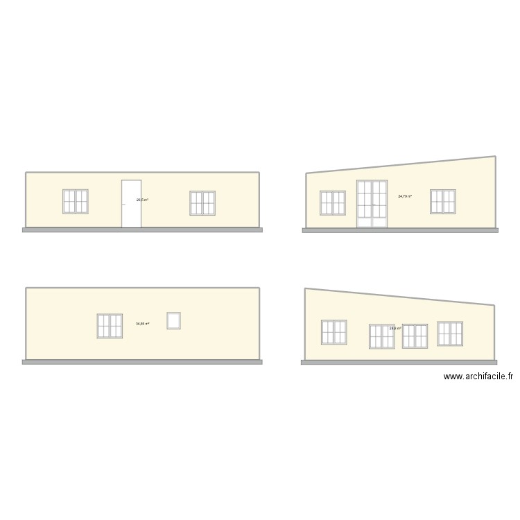Façades. Plan de 0 pièce et 0 m2