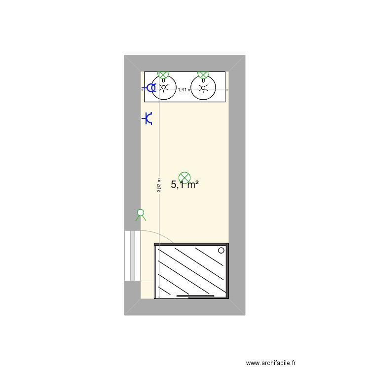 TP salle de bain. Plan de 1 pièce et 5 m2