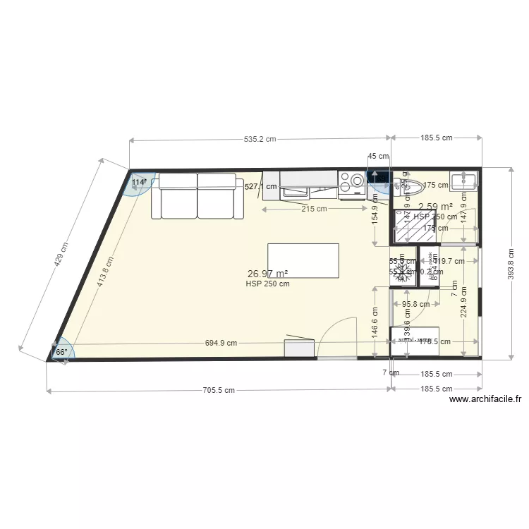 pal 10. Plan de 2  et 30 m²