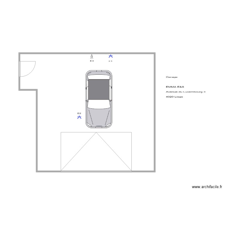garage. Plan de 1 pièce et 38 m2