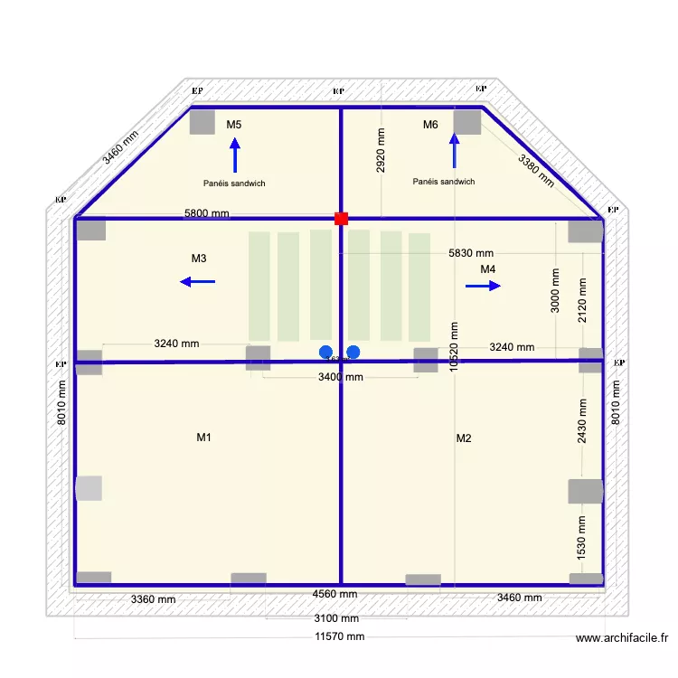 Hilton. Plan de 7  et 228 m²
