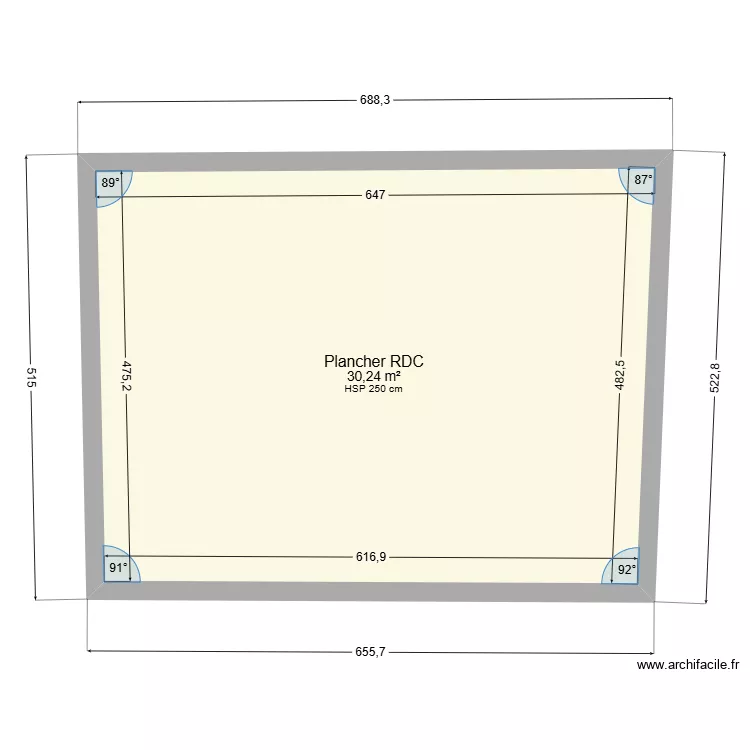 Plancher RDC. Plan de 1 et 30 m² Plancher RDC. Plan de 1 et 30 m²