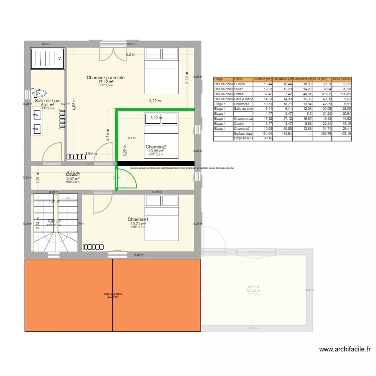 el mensi version 2. Plan de 10  et 135 m²