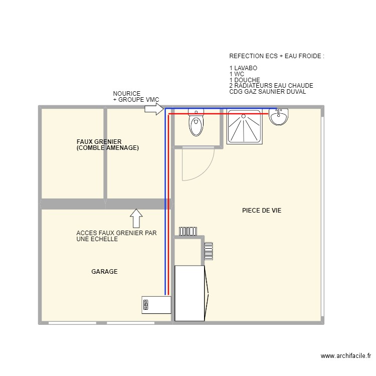 BERNARD YVES - PLAN. Plan de 5 pièces et 36 m2