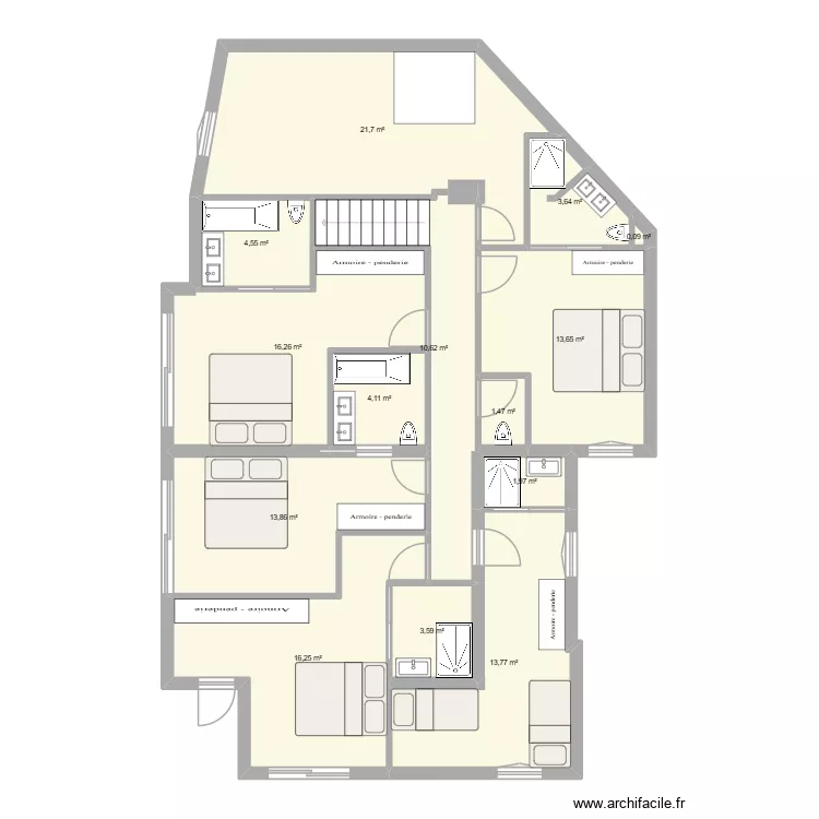 Chanteperdrix R-1 final. Plan de 14  et 126 m²