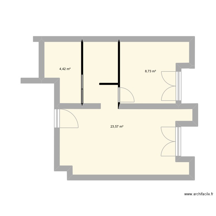 Esquice. Plan de 3 pièces et 37 m2