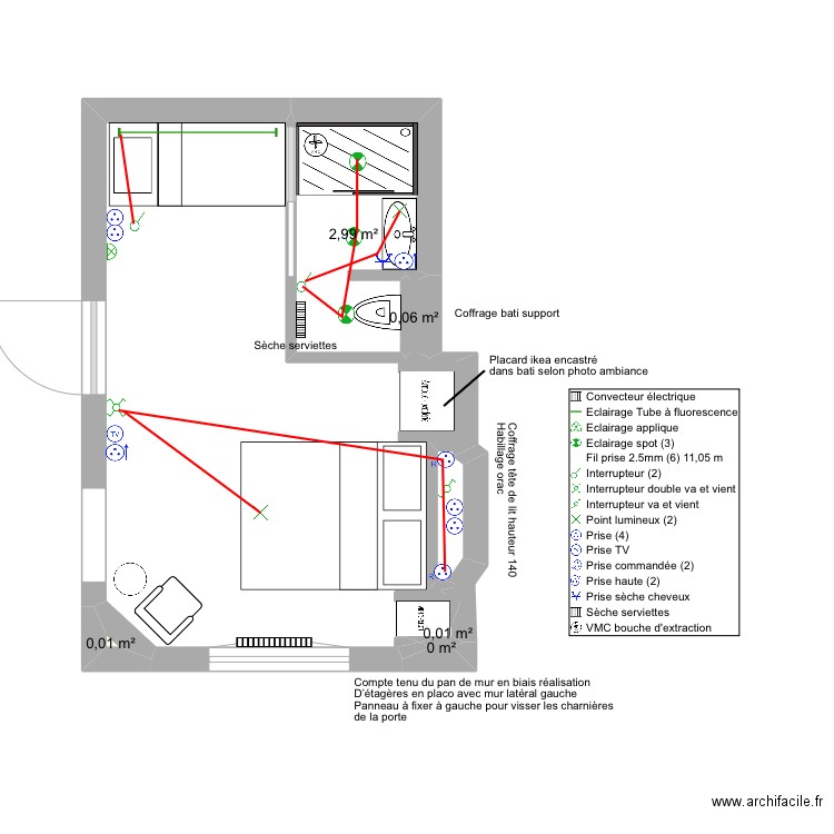 Chambre 2 Bellevue. Plan de 5 pièces et 3 m2