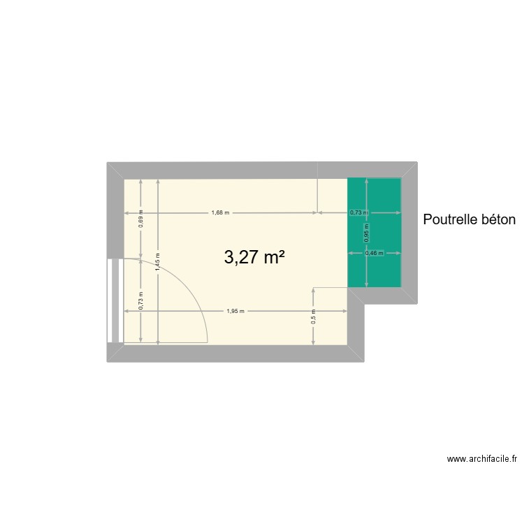 MBA. Plan de 1 pièce et 3 m2
