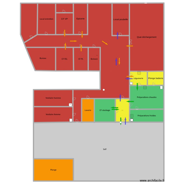 Plan cuisine liaison chaude. Plan de 0 pièce et 0 m2