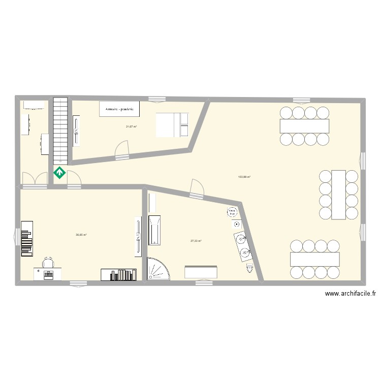 A.M 2. Plan de 4 pièces et 190 m2