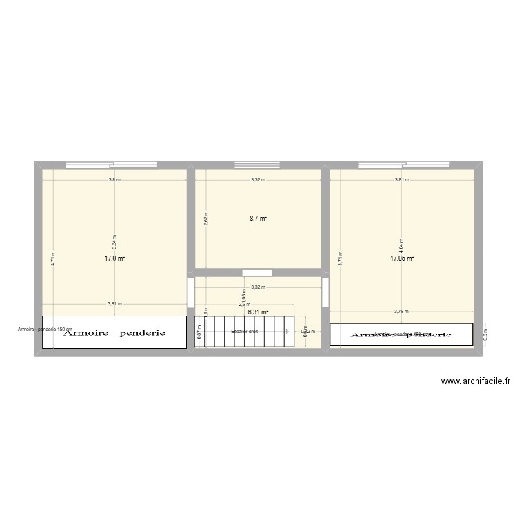 p.c. n2. Plan de 4 pièces et 51 m2