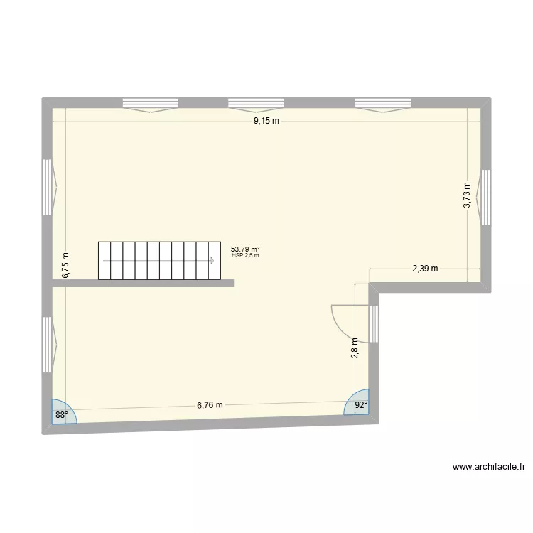 Chalet. Plan de 1  et 54 m²