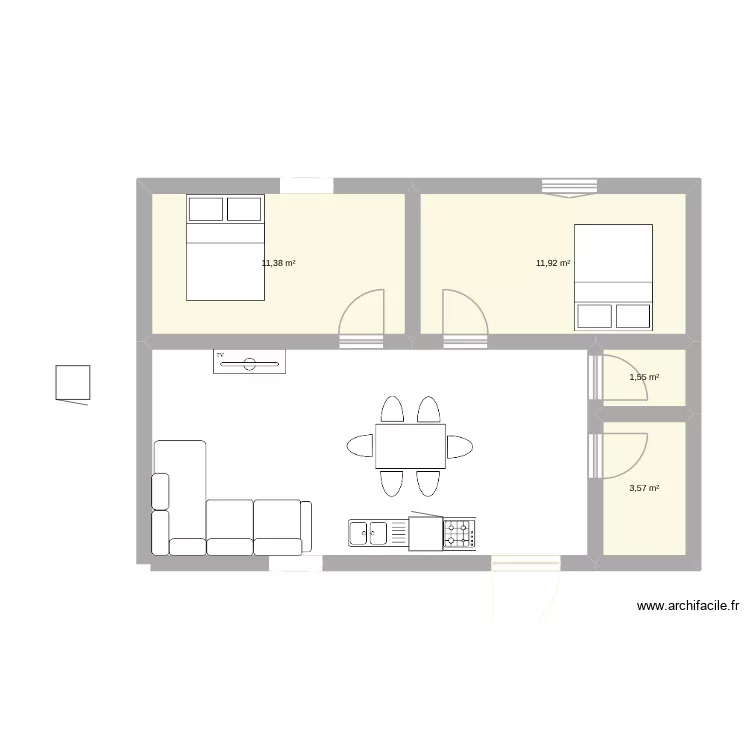 petit version 1. Plan de 4 pièces et 28 m²