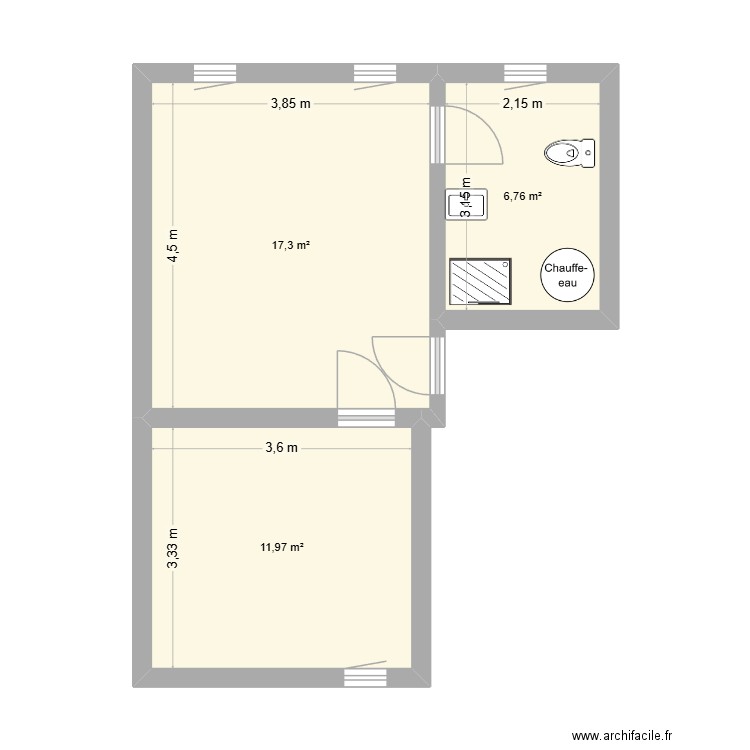 lannilis_init. Plan de 3 pièces et 36 m2