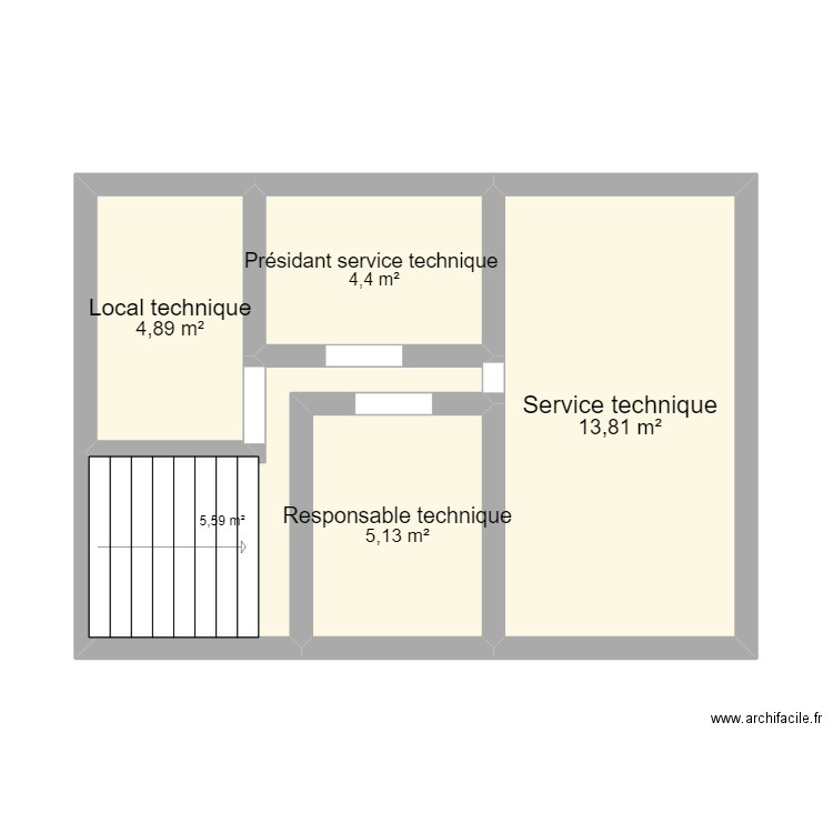 Rapport de stage Fédé chasse étage 1. Plan de 5 pièces et 34 m2