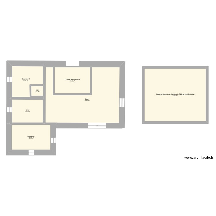 Maison bois. Plan de 7 pièces et 125 m2
