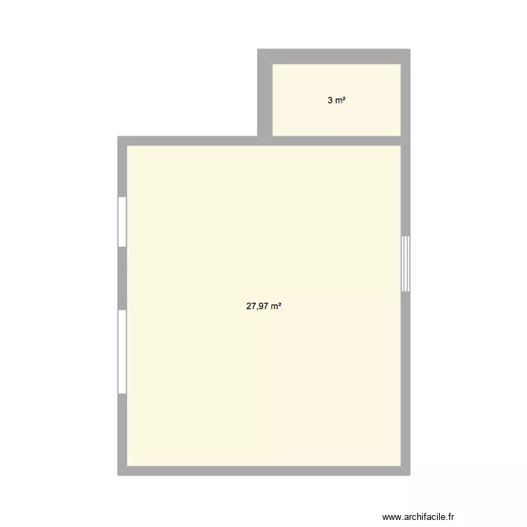 cuisine. Plan de 2  et 31 m²