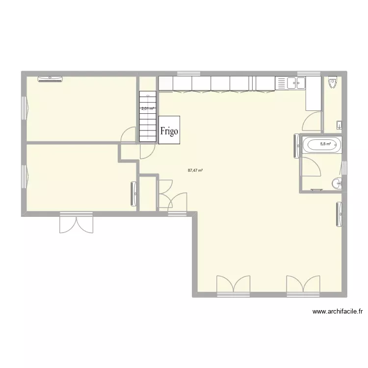 Maison rdc modifi&eacute; 24102026 RDC. Plan de 3 Pièces et 95 m²