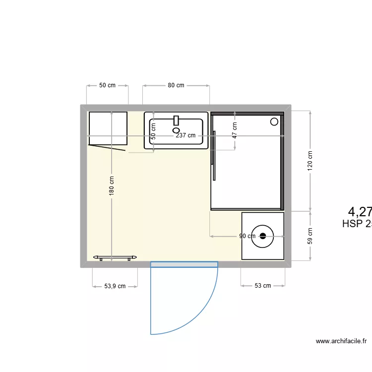SDB 2. Plan de 1 et 4 m² SDB 2. Plan de 1 et 4 m²
