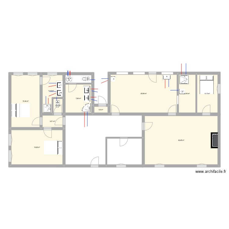 maison 1. Plan de 11 pièces et 130 m2