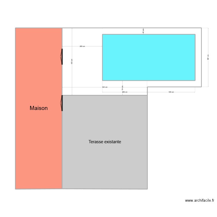 vue piscine. Plan de 3 pièces et 82 m2