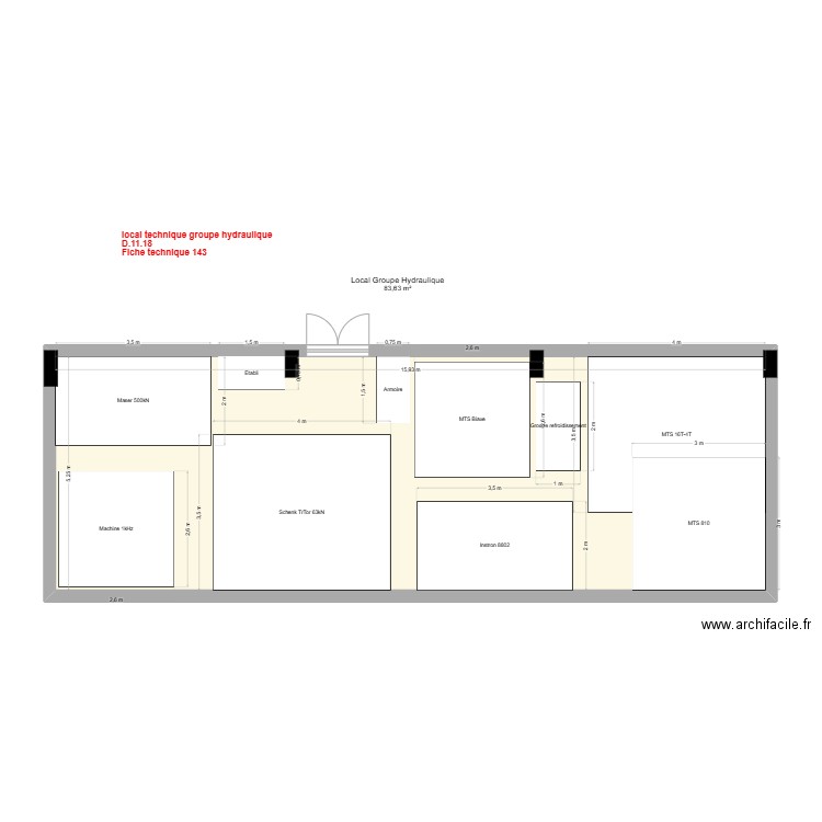 Groupe hydraulique V1. Plan de 1 pièce et 84 m2