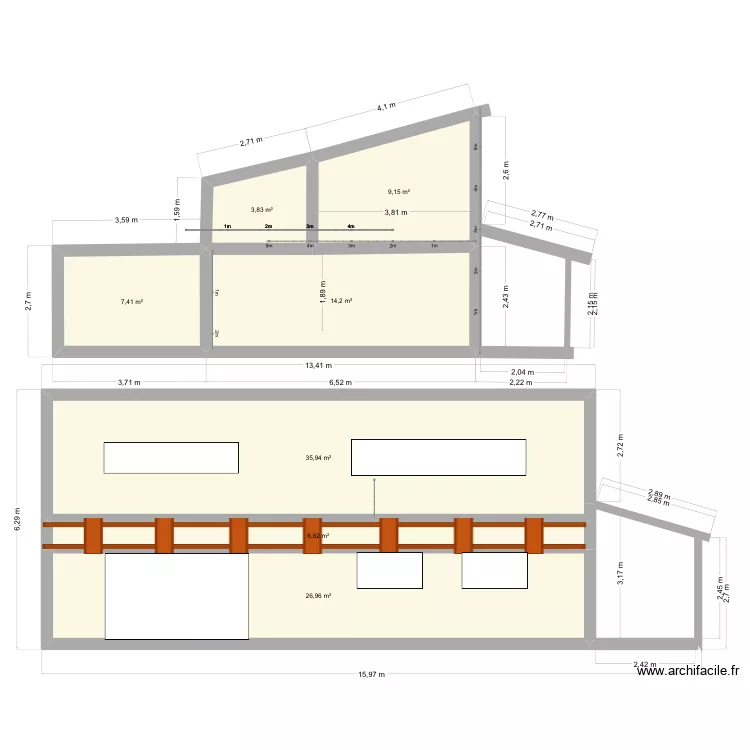 Arc-en-ciel façade. Plan de 7 et 104 m² Arc-en-ciel façade. Plan de 7 et 104 m²