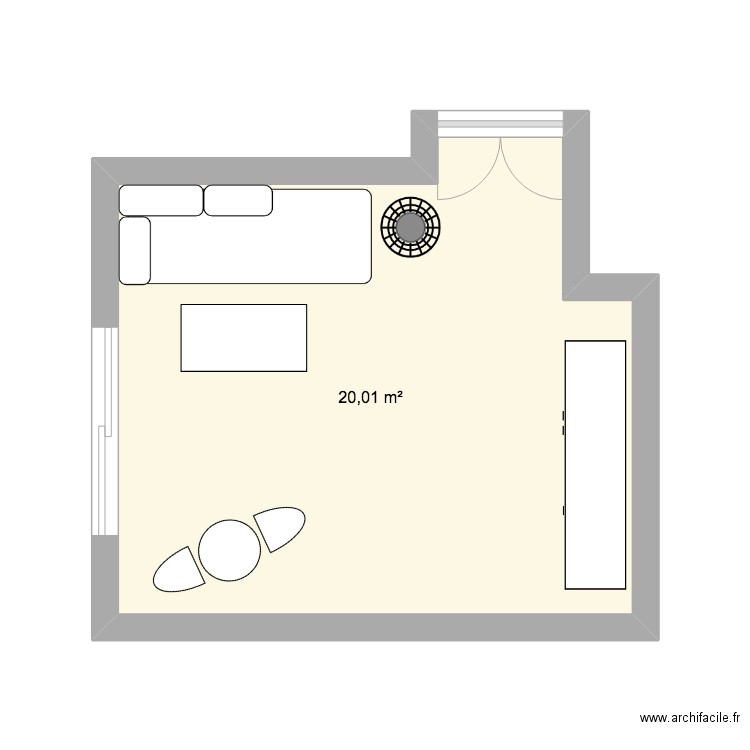 salon bussy. Plan de 1 pièce et 20 m2