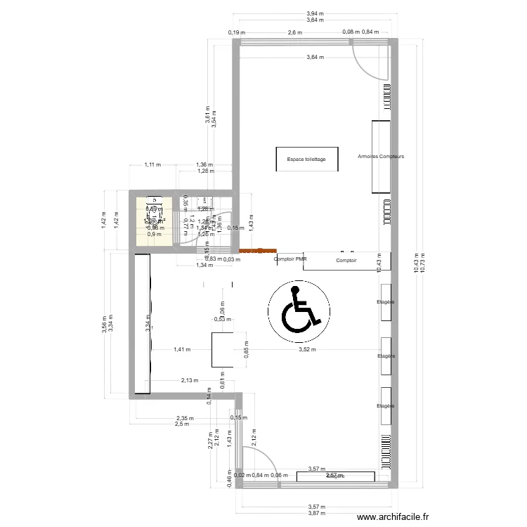 Maison du toutou apr&egrave;s travaux. Plan de 1 pièce et 1 m²