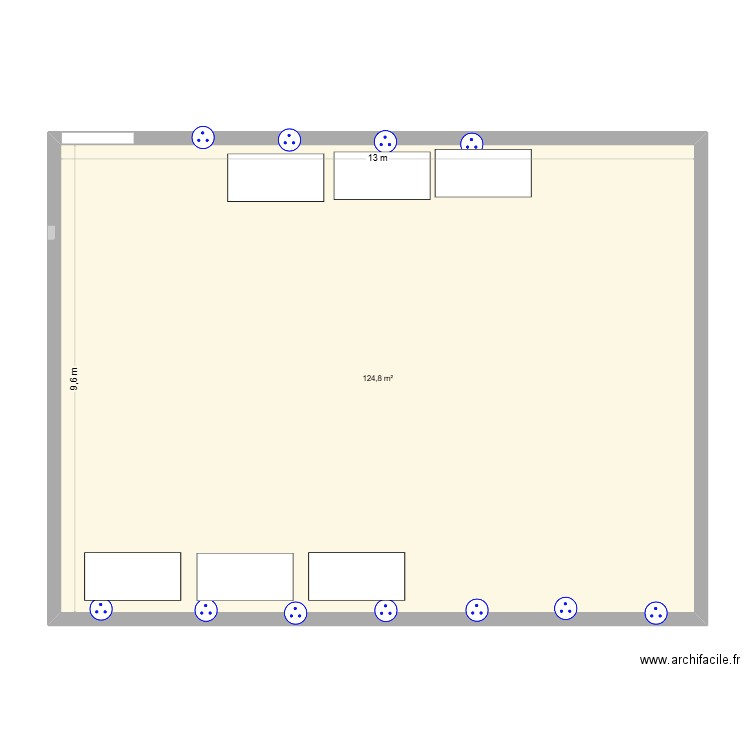 Plan atelier. Plan de 1 pièce et 125 m2