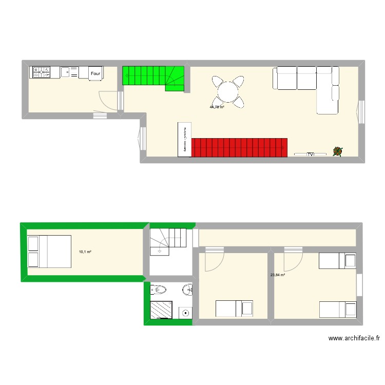 Emile zola plan. Plan de 3 pièces et 79 m2