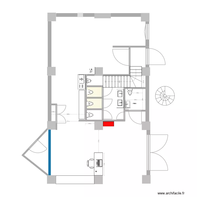 CUISINE EXIT11 V3. Plan de 2  et 2 m²