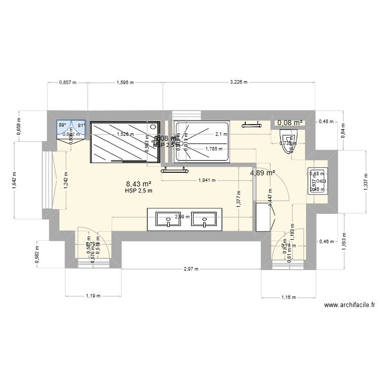 SALLES DE DOUCHE 2. Plan de 4 pièces et 13 m2