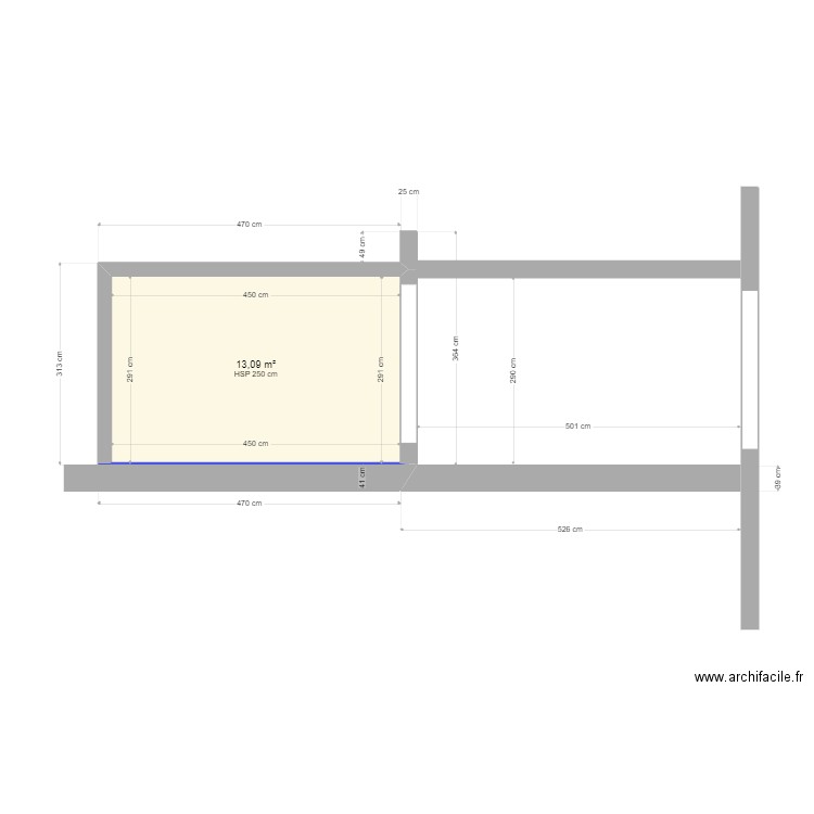 CHAMBRE NICO AMELIE. Plan de 1 pièce et 13 m2