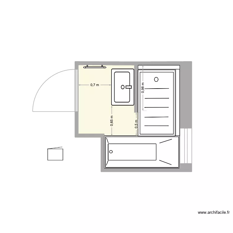 SdB Chamb&eacute;ry 5. Plan de 1  et 4 m²