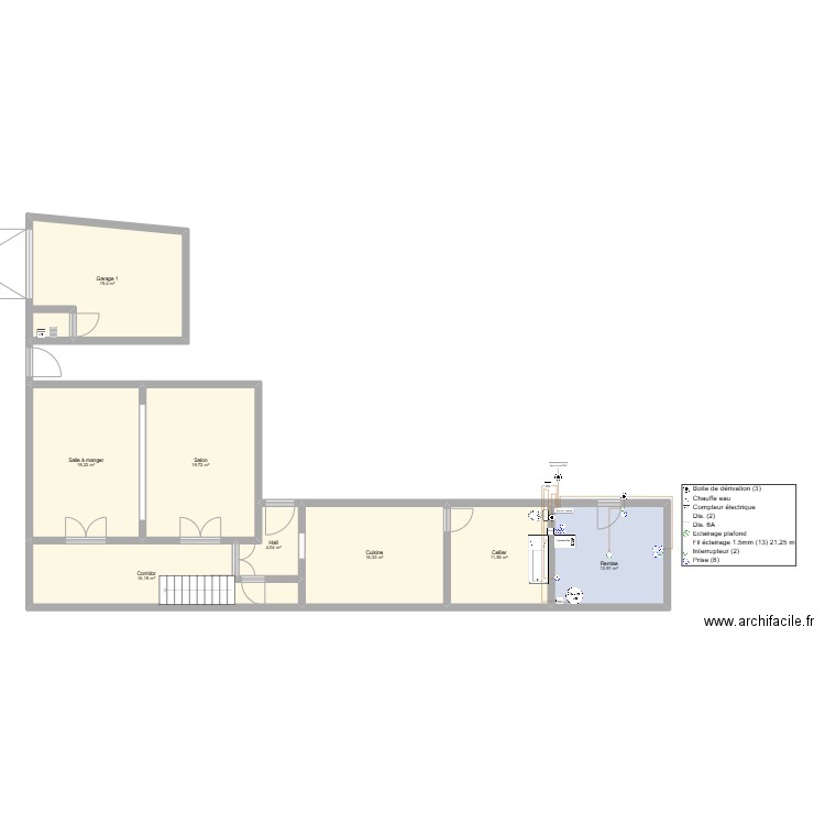 Maison 1. Plan de 8 pièces et 119 m2